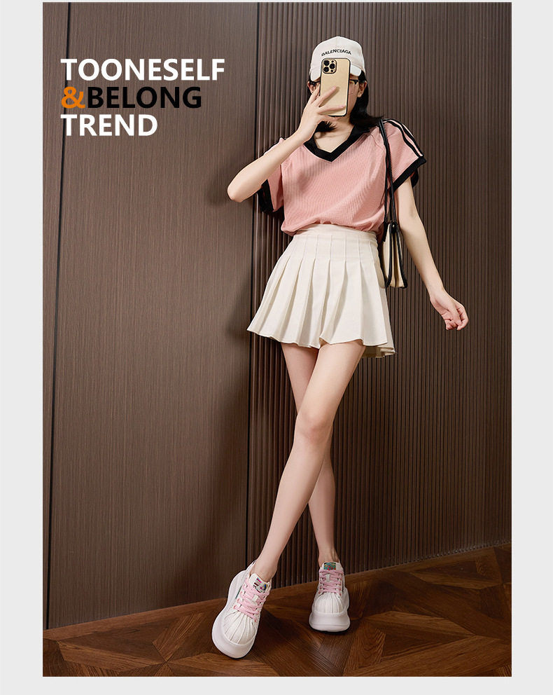 Giày sneaker nữ chạy bộ mesh thoáng đế dày trắng — Bột trắng, Hộp trắng vàng chi tiết 15