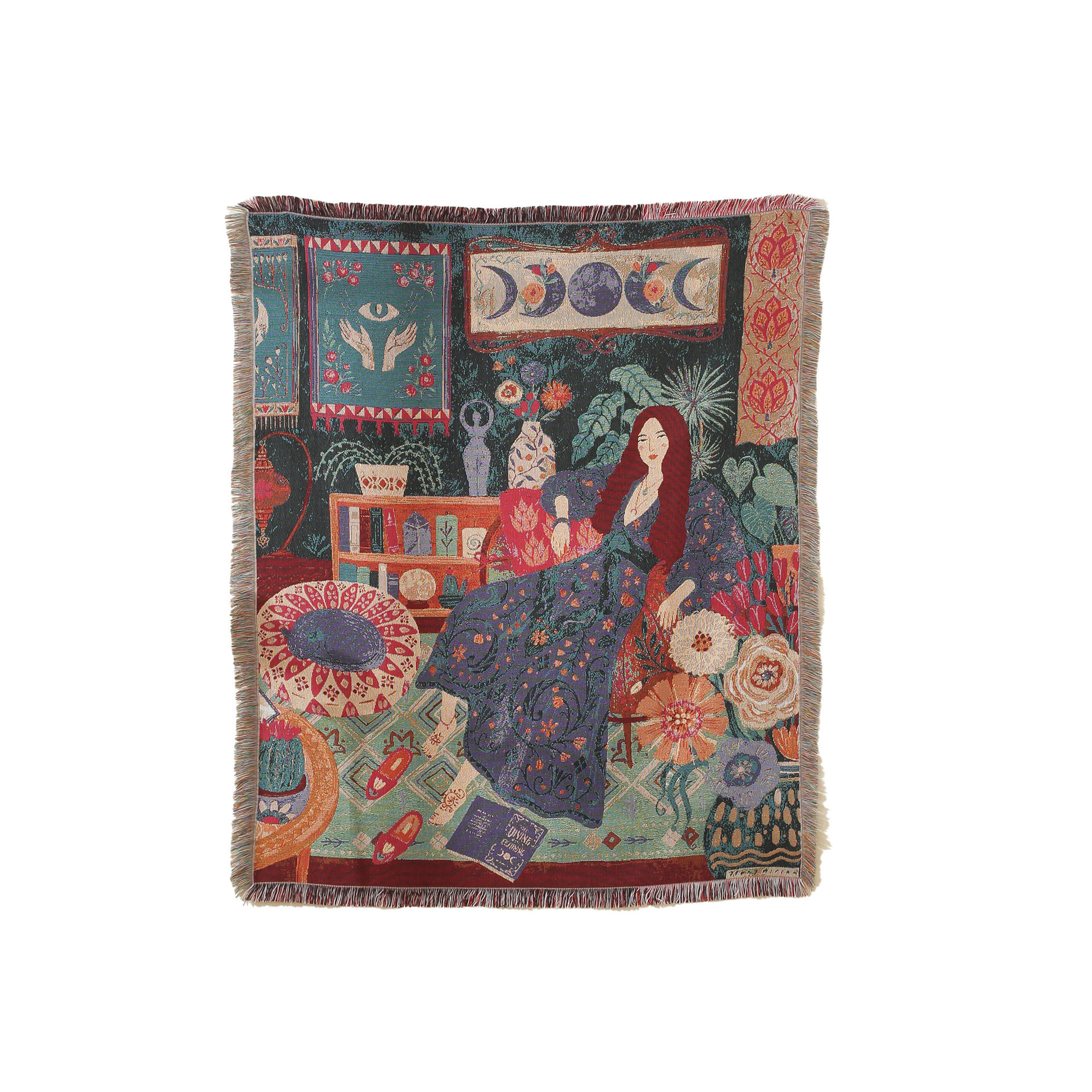 Purple Lady Floral Sofa Blanket Sofa Towel Thread Blanket Decorative Tapestry Camping Blanket Air Conditioning Cover Blanket Double-Sided Use