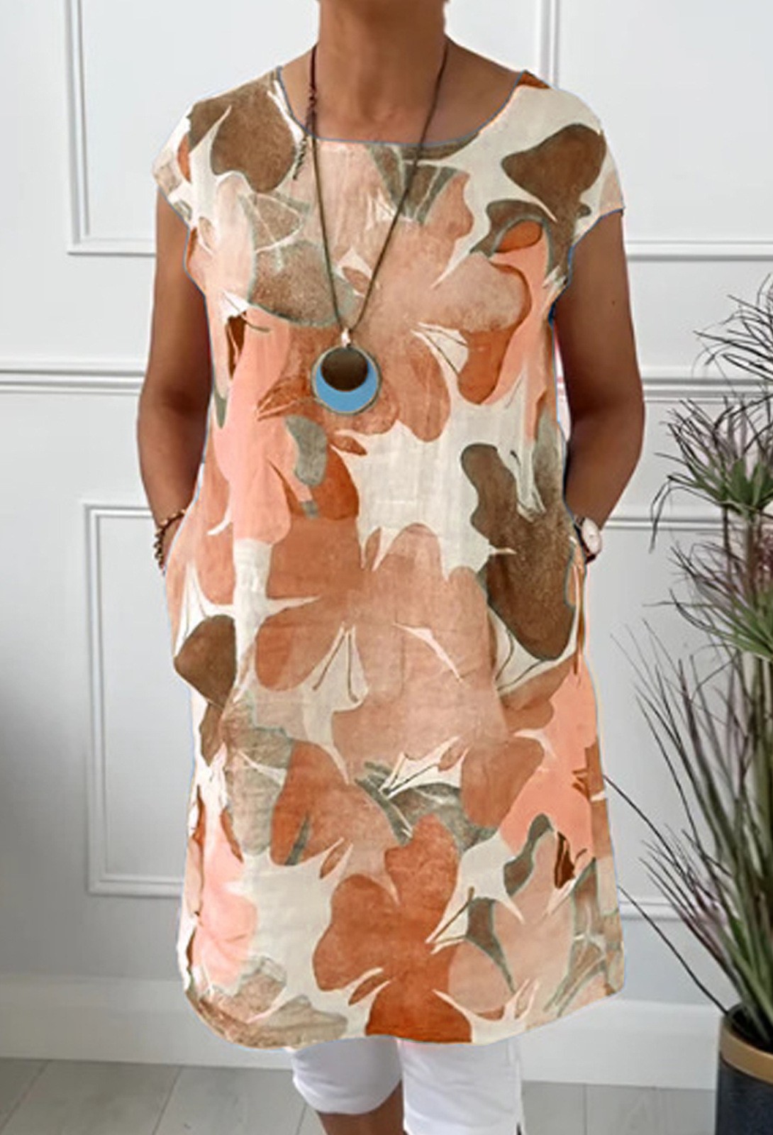 Floral Print Dress Loose Fit Round Neck Pocket Design Casual Wear for Women Wholesale Available