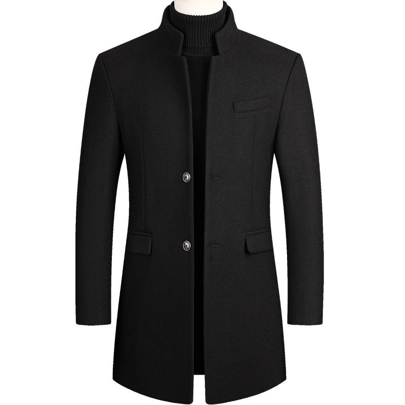 Mens Wool Blend Overcoat Mid Length Warm Coat Casual Winter Outerwear Available in Multiple Colors and Sizes