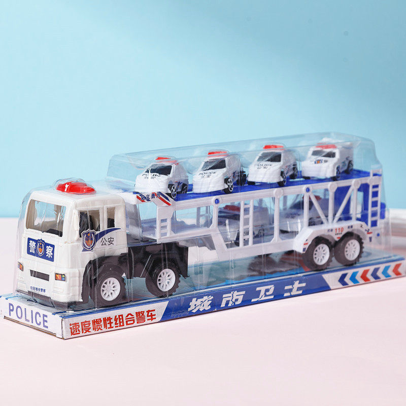 大号惯性拖头车双层拖车惯性工程车男孩玩具车地摊儿童玩具批发