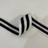 150D Polyester Black and White Striped Knit Ribbon Clothing Accessory Striped Webbing for Clothes and Pants with Widened Side Strips