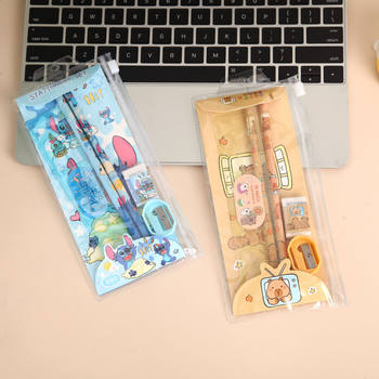 New Cartoon Creative Stitch Capibara Various Full Stationery Sets Pencil Ruler Set Supplies