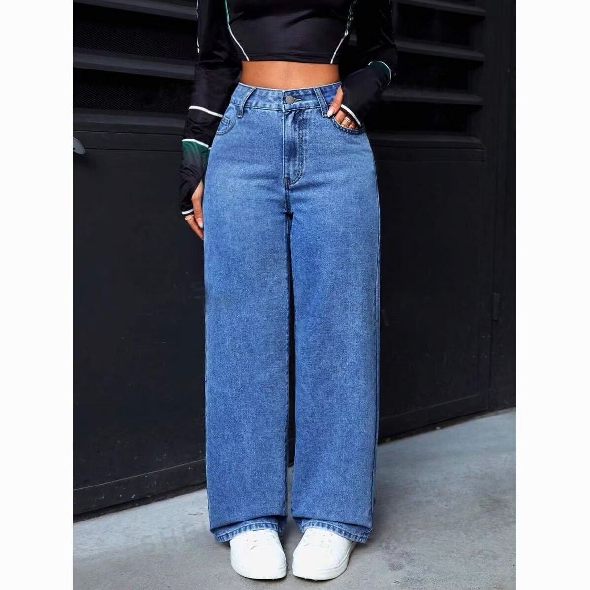 women's clothing autumn new casual loose straight wide-leg denim trousers for women