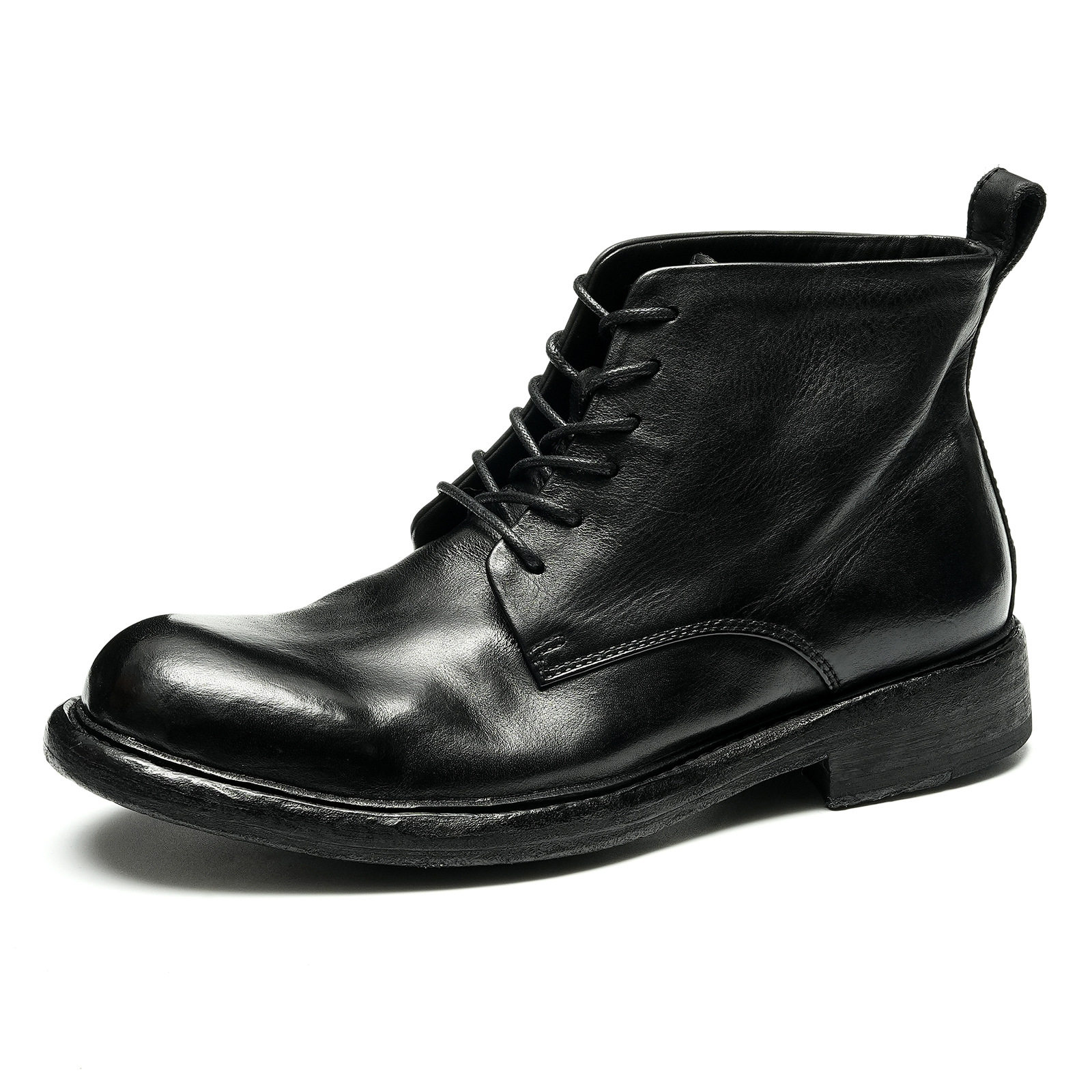 Boot Nam Cao Cổ Da Bò Lộn Nước Giặt Vintage Chiều Cao Đế Khoảng 3cm Màu Vàng