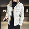 New Men's Stand Collar Winter 2025 Short Color-Block Korean Version Thickened down Jacket Warm Casual Trendy Black