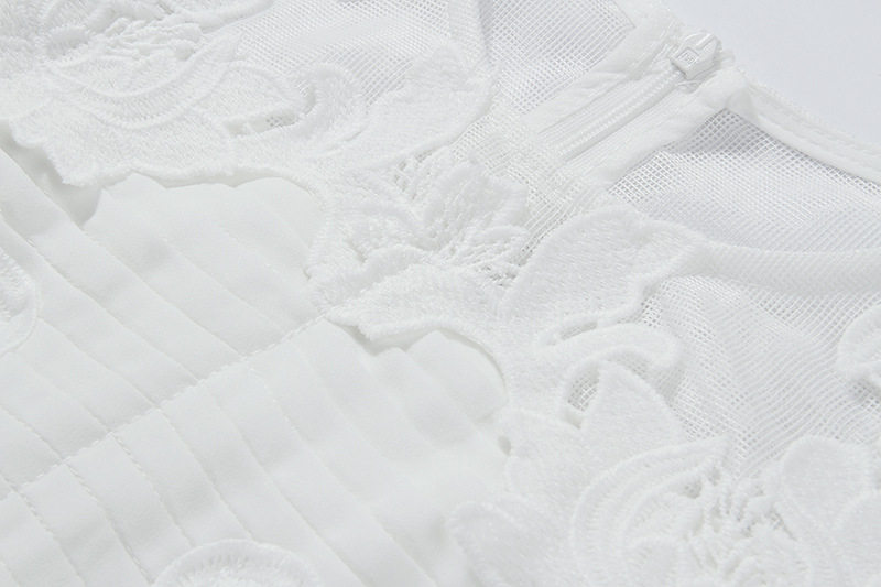 Đầm maxi ren trắng thắt eo phong cách dân tộc — Trắng chi tiết 8