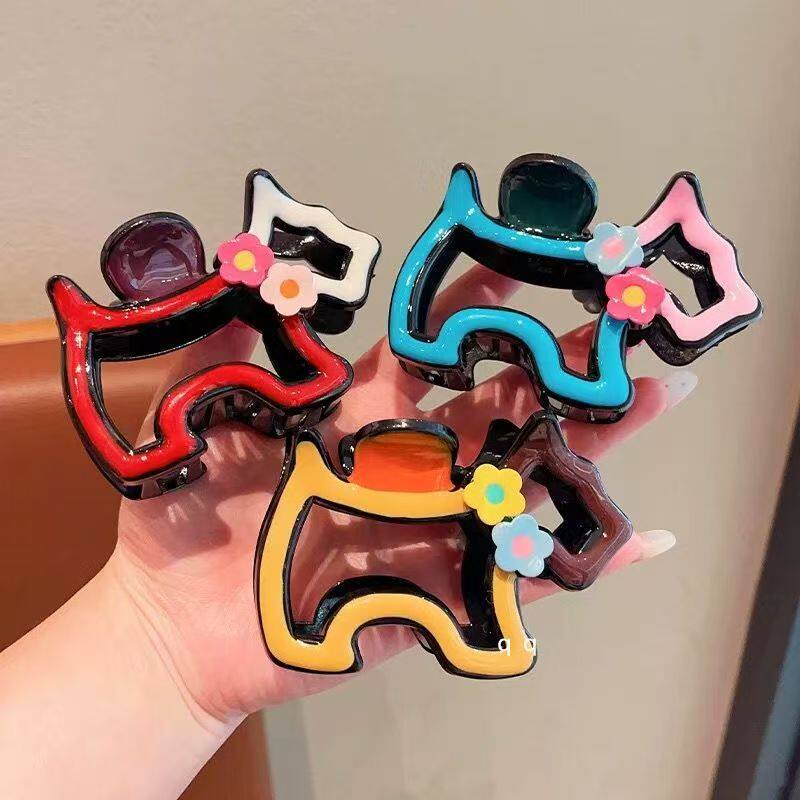 新款高颜值卡通猫咪发夹抓夹后脑勺半扎发盘发鲨鱼夹百搭发卡发饰