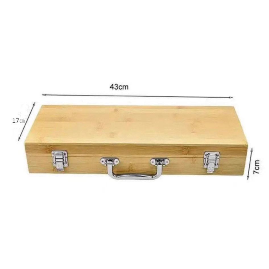 ✅in stock manufacturers stainless steel barbecue tools suit outdoor BBQ wooden handle fork shovel clip combination barbecue set