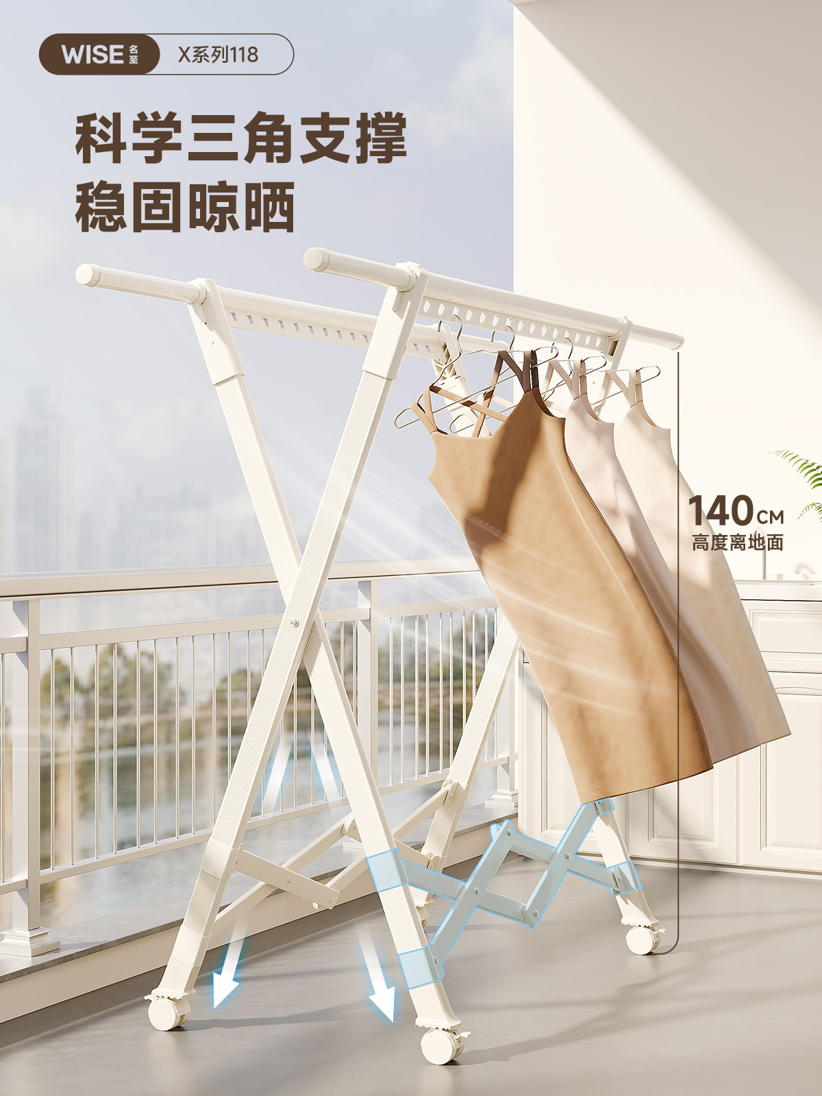 ✅ Folding Clothes Drying Rack Floor-Standing Balcony Household Indoor Small Drying Rack Multi-Functional Indoor Retractable Quilt Drying Rack