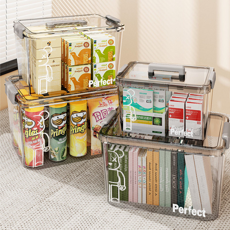 Transparent Portable Storage Box Moving Clothes Clothing Books Toy Snacks Plastic Thickened Finishing Storage Box