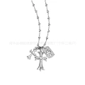 Silver three cross with diamond necklace