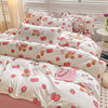 Fresh Style Washed Cotton Four-piece Bedding Bed Sheet Quilt Cover Korean Style Princess Floral Girl Dormitory Three-piece Set
