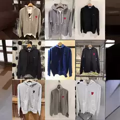 CChuan DG Jiuplay Hoodie for Autumn and Winter, Couple's Unisex Heart Pattern Pullover with Stand Collar, Zipper, and Drawstring