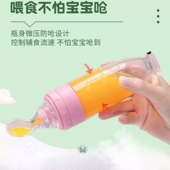 Baby Rice Bottle Baby Silicone Bottle Squeeze Spoon Children's Food Bottle Rice Paste Spoon Rice Paste Feeder