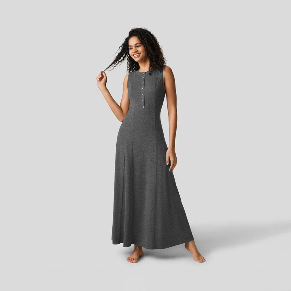 Elegant Casual Knit Dress V Neck Flared Hem Open Front Design Perfect for Spring Summer Events Wholesale Available