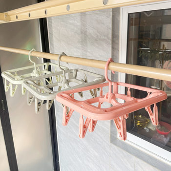 Wholesale hanger socks underwear drying multi-function clip storage artifact clothes rack plastic clothes clip pants rack