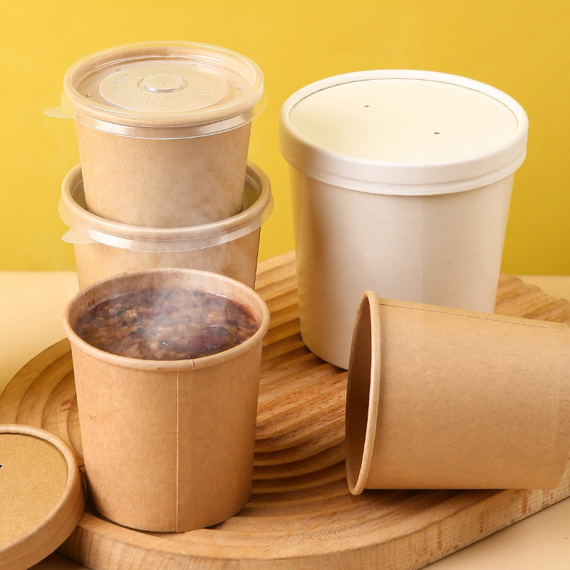 Porridge bucket packing box kraft paper porridge cup disposable commercial porridge cup breakfast take-out special soup bucket soup bowl