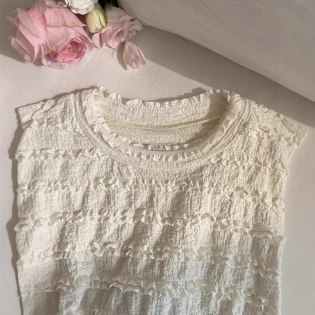 Lace Crochet Loose Fit T Shirt Round Neck Short Sleeve Elegant Design Casual Wear for Women Ready to Ship