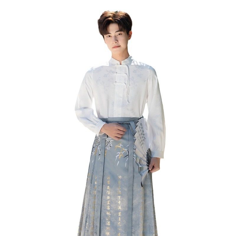 Chinese style plus size women's ancient style hanfu new Chinese style Ming style Daily men's and women's same style couple's white woven gold vest skirt