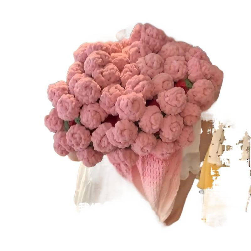 Handmade Rose Bouquet Gradient Pink Bouquet Blanket Air Conditioning Blanket Wool Crochet Handmade Material Package