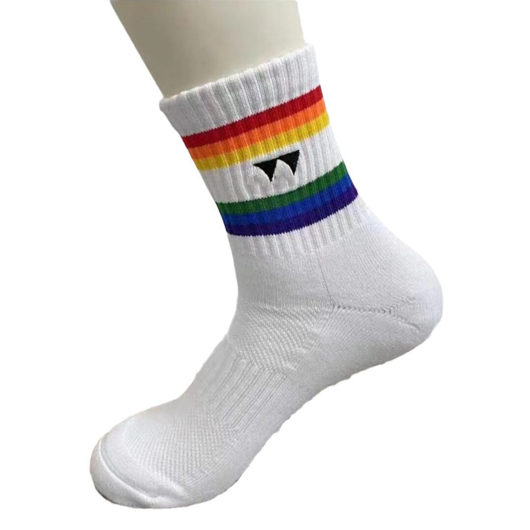 新品尤尼多克斯刺绣中筒毛巾底羽毛球袜子 户外运动棉袜 男女款