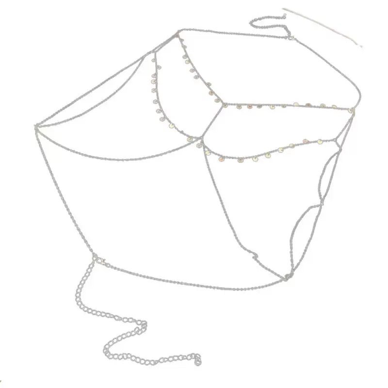 Exoticism Cool Hot Girl Body Chain Chest Chain Exaggerated High-level Clavicle Chain Sequins Pure Back Chain Decorative Women
