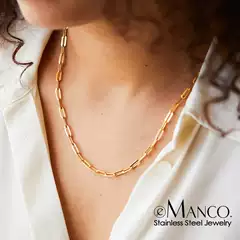 eManco Stainless Steel Necklace Wholesale Minimalist Versatile Cross Chain Choker New Style Gold Plated Necklace for Men and Women Jewelry