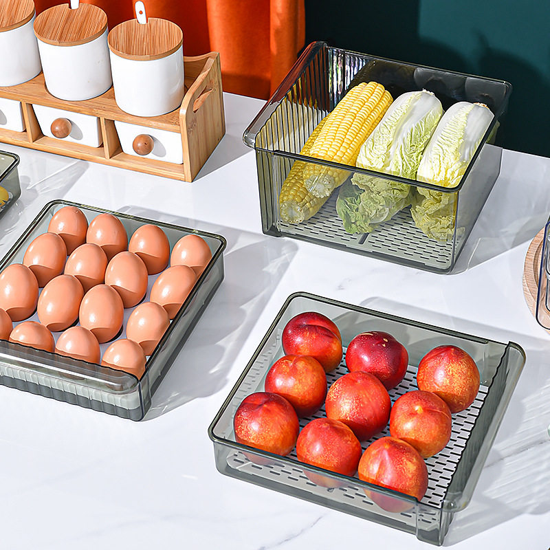Refrigerator Storage Box Transparent Drawer-Type Vegetable and Egg Preservation Storage Kitchen Sealed Jar Dumpling Box Freezer