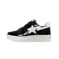 Black and white patent leather