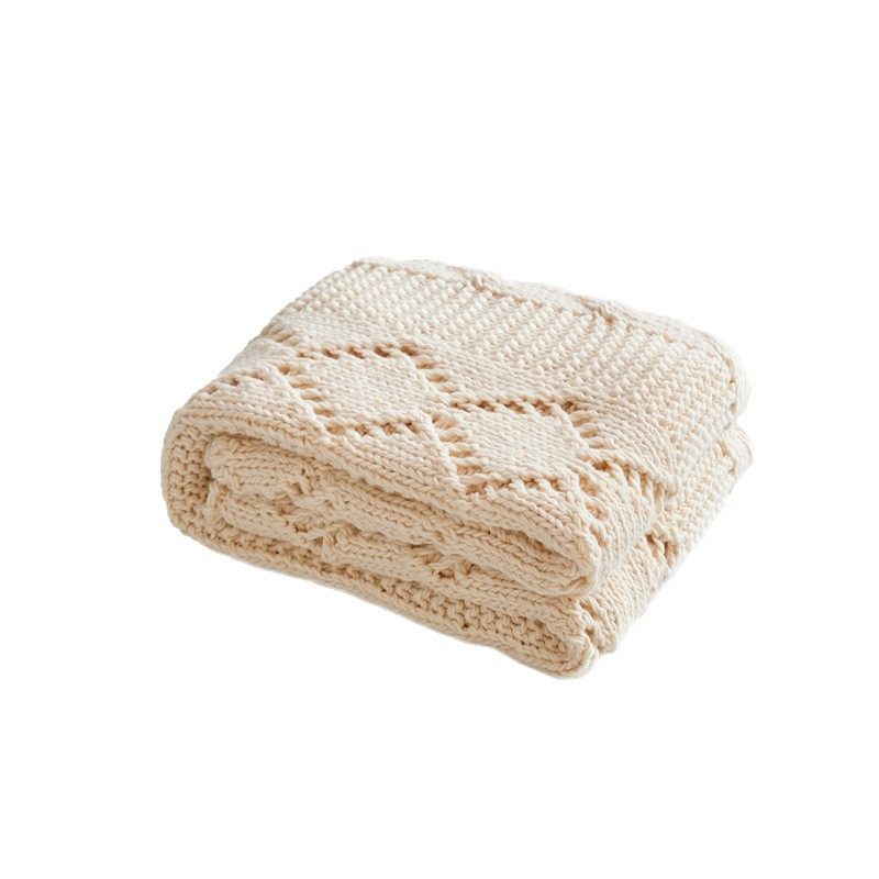 New Knitted Thread Blanket Tassel B&B Towel Blanket Photo Props Pure Color Blanket Sofa Nap Wool Blanket