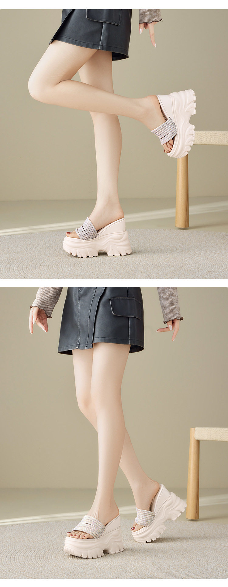 Dép sandal xỏ ngón nữ đế bệt mềm mại mùa hè — [Trắng kem], [Đen] chi tiết 5