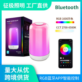 Cross-Border Spot Bedroom Bedside Lamp Bluetooth Intelligent Control Rgb Color Music Atmosphere Light Night Light Amazon Hot Model