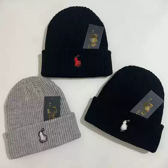 Winter pony embroidered woolen hat for men and women with fashionable European and American simple knitted hat outdoor warm cold-proof cap