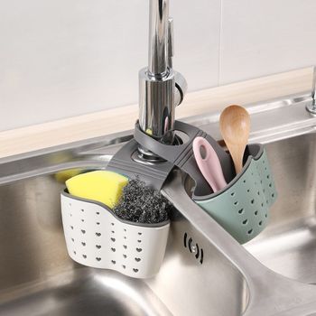 Double-layer Kitchen Sink Draining Basket Hanging Basket Small Piece Storage Rack Creative Faucet Hanging Rack Draining Rack Hanging Bag