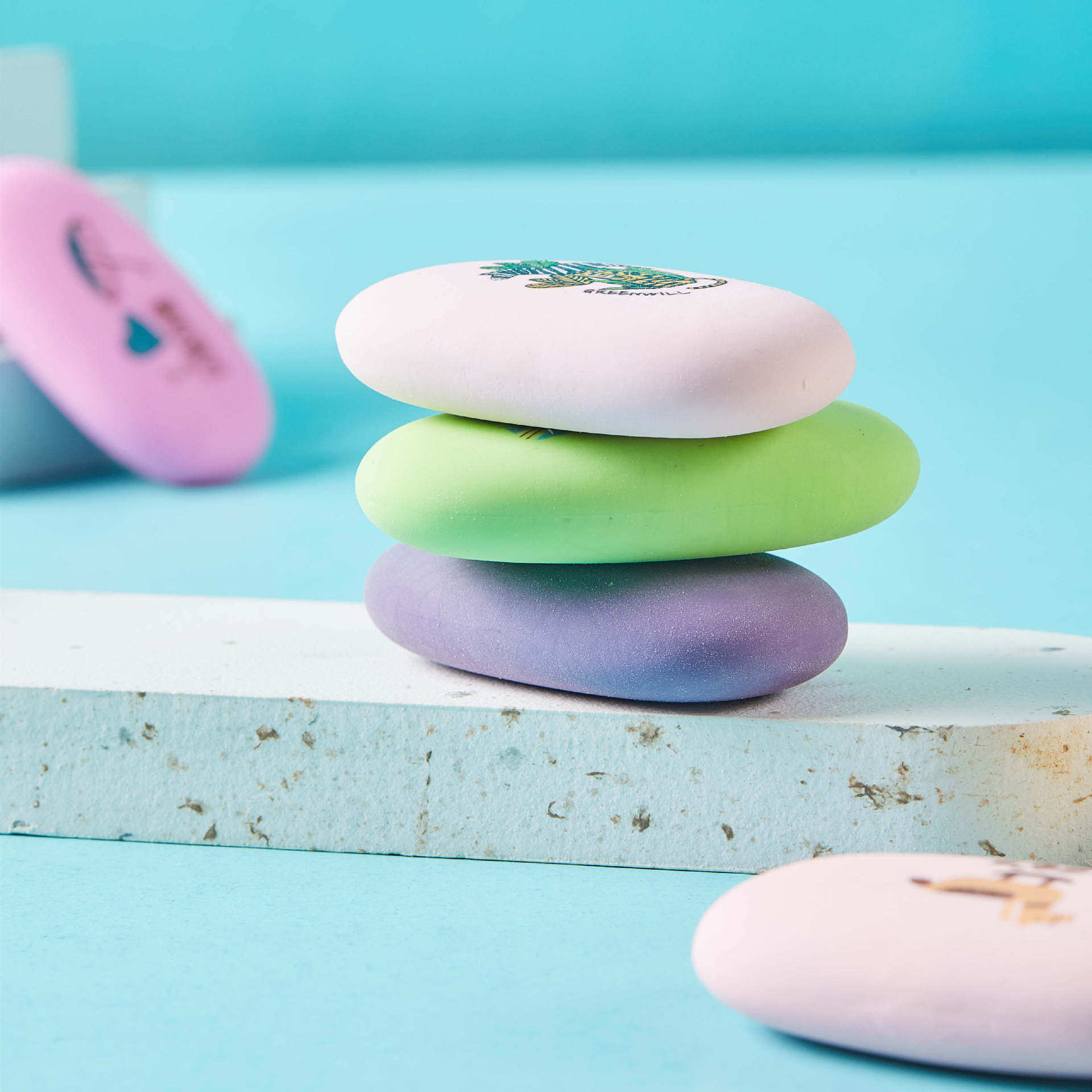 Cute Creative Learning Supplies Heron Eraser Pebble Series Eraser Prizes for Primary School Students