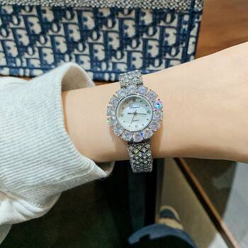 Timini New Rhinestone Fritillaria Face Gypsophila Diamond Watch Steel Strap High-end Light Luxury genuine goods Women's Watch Wholesale