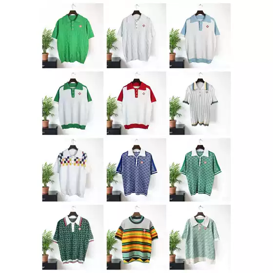 European and American Cross-Border Export Casa Blanca Lapel Short-Sleeved Polo Shirt Color Matching Top