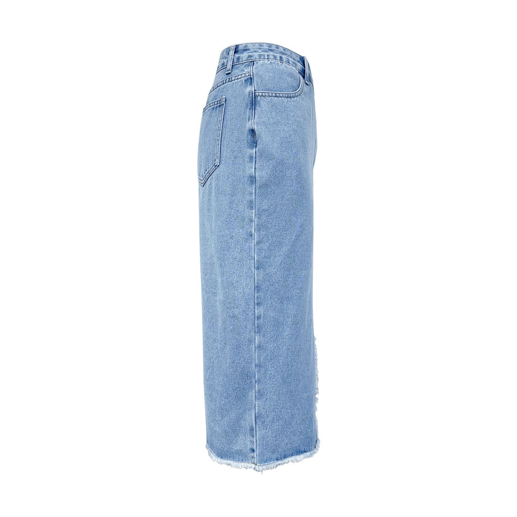High Waisted Denim Skirt Bodycon Fit Stylish Design Casual Chic Perfect for Spring Summer Wholesale Available