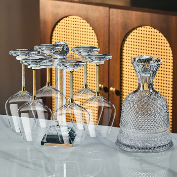 Factory direct crystal glass gold foil red wine glass high-grade diamond wine glass goblet leather case suit generation