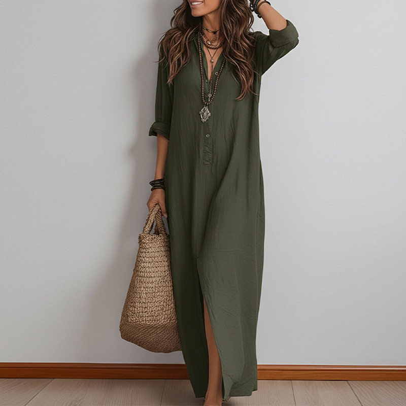 Summer Long Dress for Women Elegant Solid Color Fashionable Style Perfect for Casual or Formal Occasions Wholesale