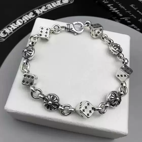 Cricket Dice Cross Retro Cross Flower Bracelet Hip-Hop Trendy Male and Female Couple Bracelet European and American Wholesale Trend