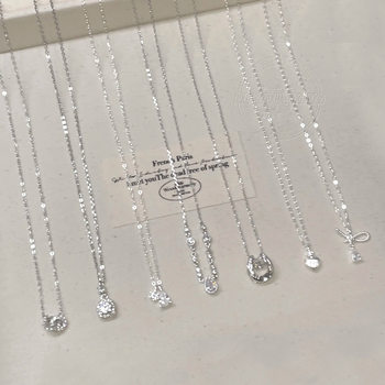 S925 Sterling Silver Crystal Necklace Women's Clavicle Chain Micro-Paved Zircon Short Necklace Accessible Luxury High-End Color-Preserving Necklace