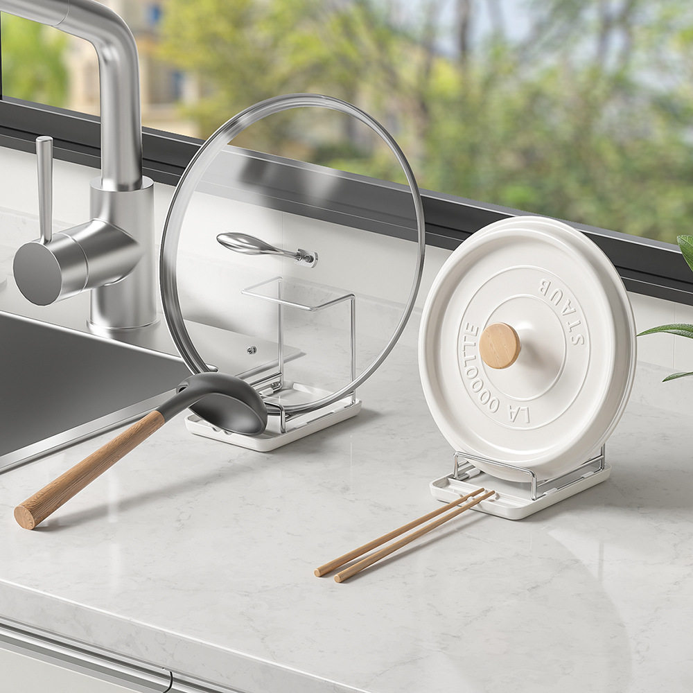 Kitchen Countertop Stainless Steel Pot Lid Storage Rack Household Spatula Thick Chopping Board Rack Chopstick Holder Multi-Purpose Drain Storage Rack