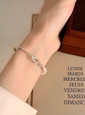 复古风珍珠手链银饰法式女