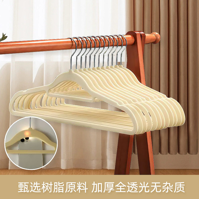 Cross-border flocking hanger non-slip plastic seamless hanger transparent clothes hanging household adult clothes support factory wholesale