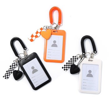 Trendy Card Bag Female Bus Card Meal Card Access Card Checkerboard Love Keychain Schoolbag Pendant Male Personality Matching