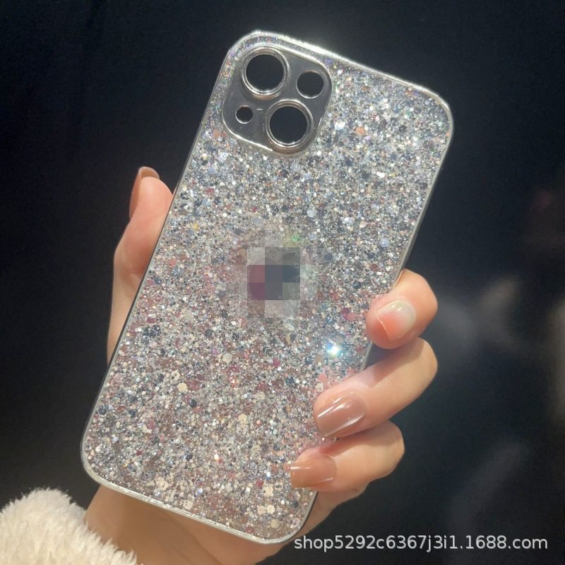Diamond Shell Cross-Border Glitter Case Suitable for iPhone 15 Electroplated Lens Frame Phone Case with Resin for Immediate Wealth New Year Edition