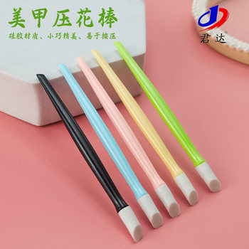 Nail art professional multi-functional stickers silicone head embossing stick nail dead skin push rubber pressing pen wholesale