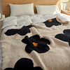INS Korean Style Designer Sunflower Class A Half-side Velvet Knitted Blanket Sofa Office Nap Blanket Autumn and Winter